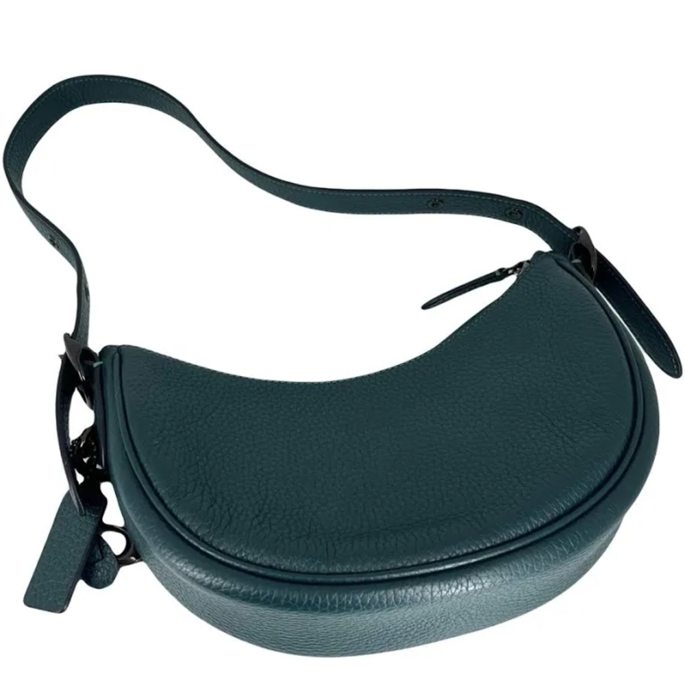 COACH Luna Crescent Shoulder Bag in Forest Green - Soft Pebble Leather - Picture 4 of 13